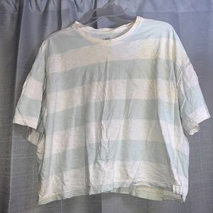 White and Sea Foam Green Striped T-shirt